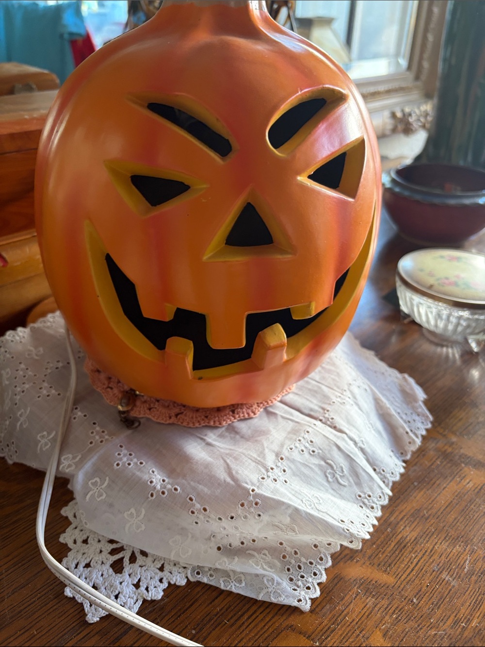 Festive Orange Jack-O'-Lantern Table Lamp - Holiday Pumpkin Decor